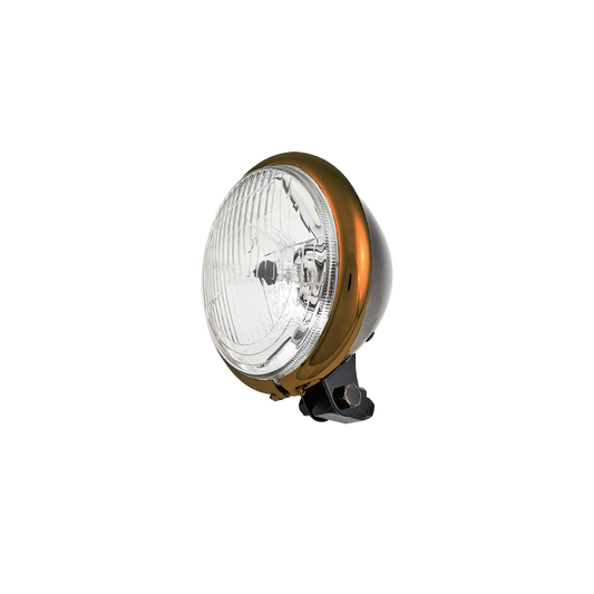 MotoTown Headlamp, 5.75 in., Bates Style, Black, With Gold Ring - FG-090242