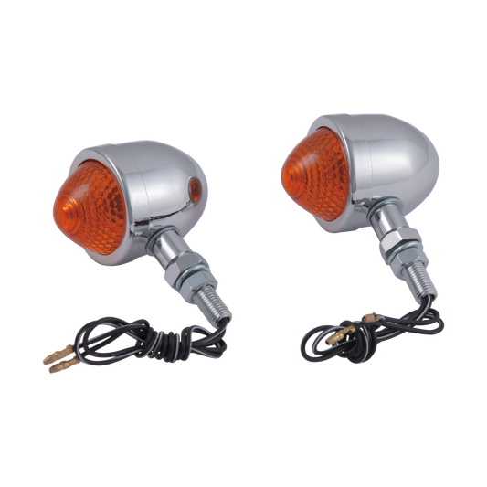 MotoTown Bullet Egg Turn Signal, Chrome With Amber Lens (FG-090244)