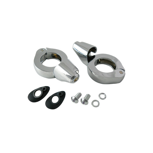 MotoTown 41 mm Fork Front Turn Signal Relocation Kit - Chrome - FG-090260