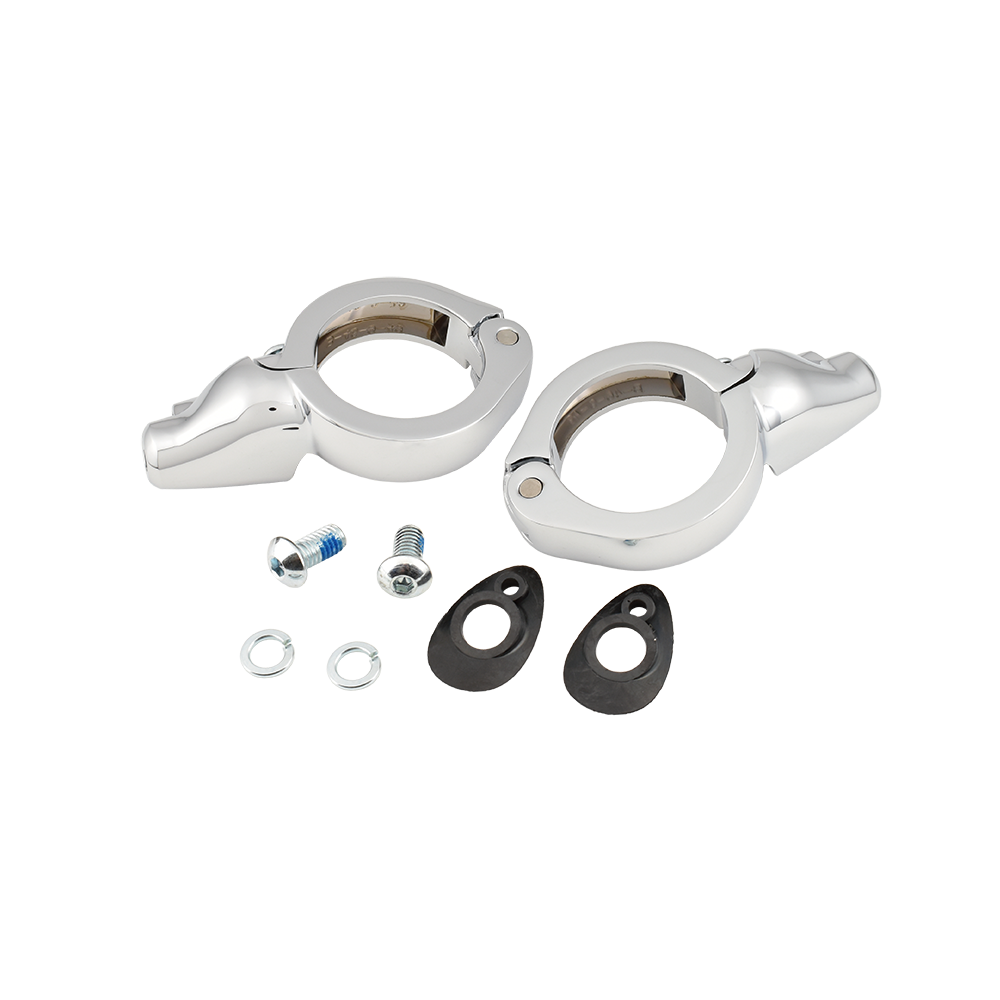 MotoTown 49 mm Fork Front Turn Signal Relocation Kit - Chrome - FG-090261