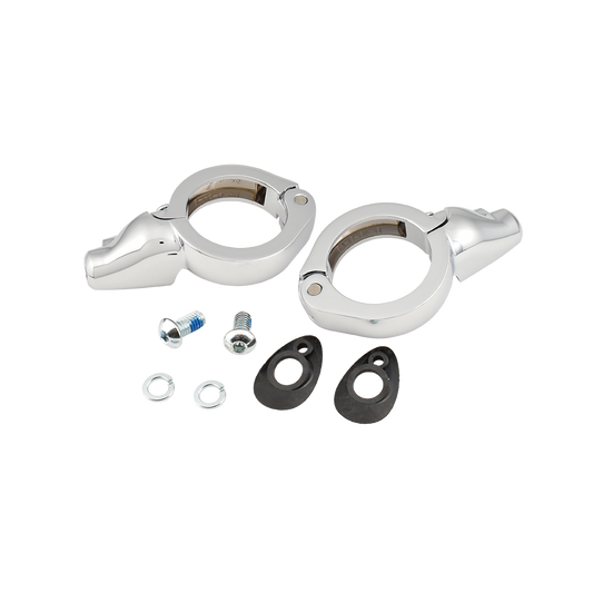 MotoTown 49 mm Fork Front Turn Signal Relocation Kit - Chrome - FG-090261