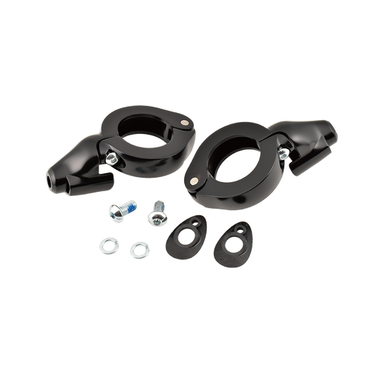 MotoTown 41 mm Fork Front Turn Signal Relocation Kit - Black - FG-090262
