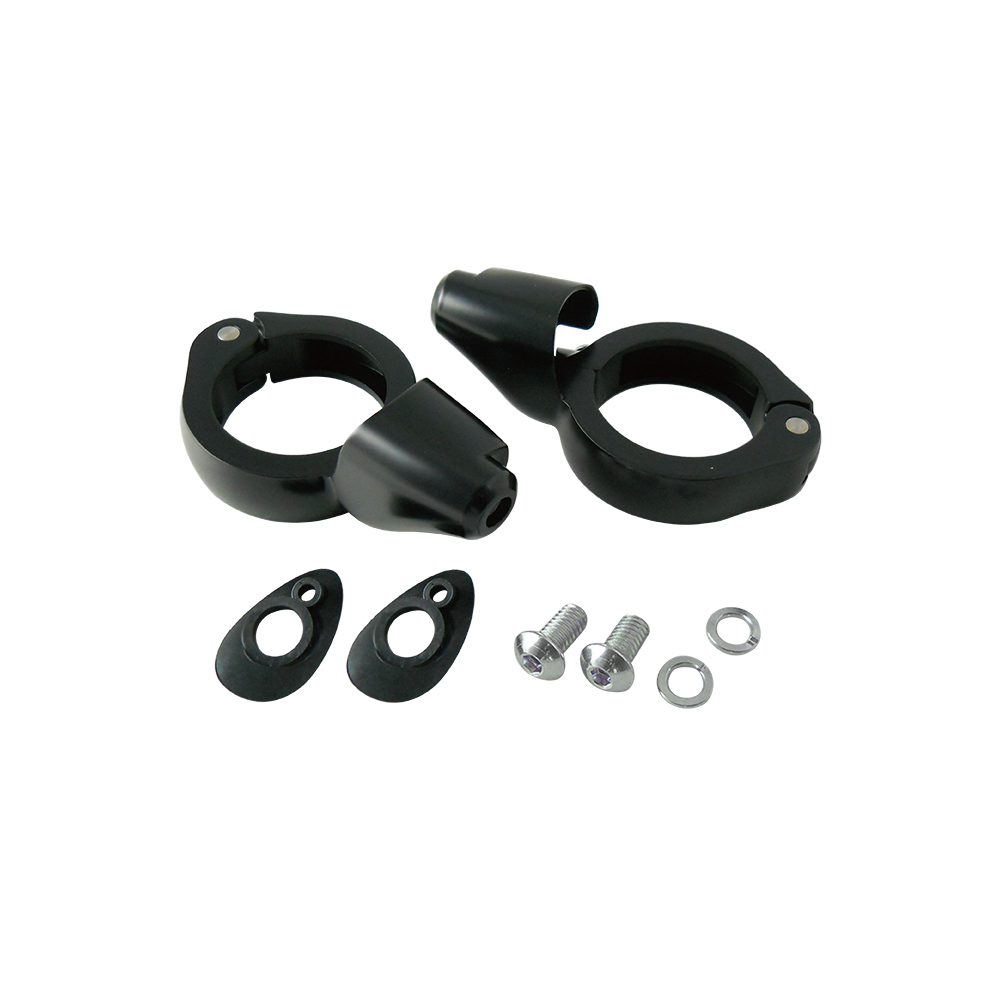 MotoTown 49 mm Fork Front Turn Signal Relocation Kit - Black - FG-090263