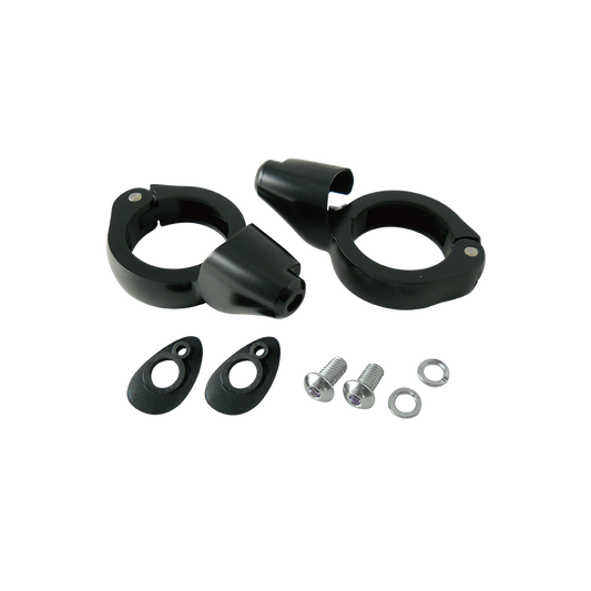 MotoTown 49 mm Fork Front Turn Signal Relocation Kit - Black - FG-090263