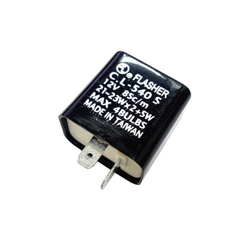 MotoTown 2 銷長方形方向燈閃光器含燈泡故障 指示燈，12 V 21-23 W－黑色