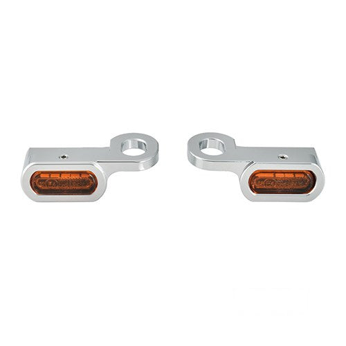 MotoTown LED 方向燈，鍍鉻色，琥珀色燈殼，適用 2014-2016 FLHTC、2016-2017 FLSTFBS