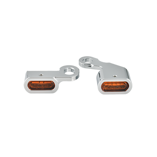 MotoTown LED Turn Signal Light, Chrome, Amber Lens for 1996-2003 Sportster XL and 1999-2017 Dyna - FG-090281