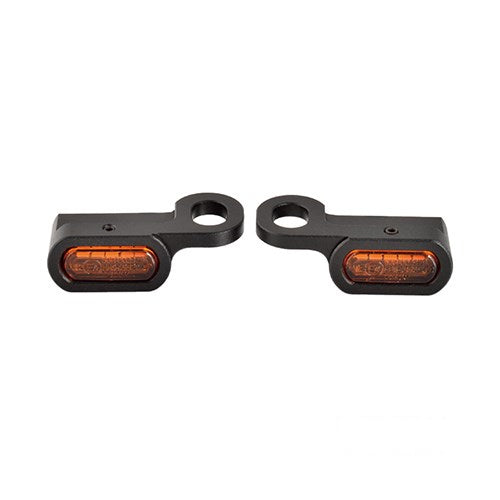 MotoTown LED Turn Signal Light, Black, Amber Lens for 2014-2016 FLHTC and 2016-2017 FLSTFBS