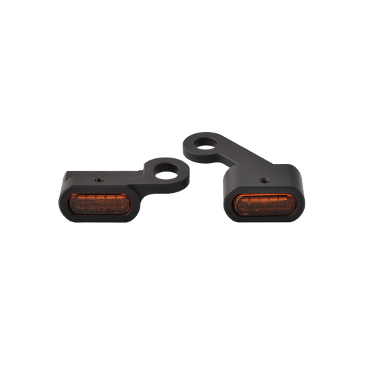MotoTown Under-Handlebar LED Turn Signal Pair - Black / Amber for 2014-2021 Sportster XL - FG-090286