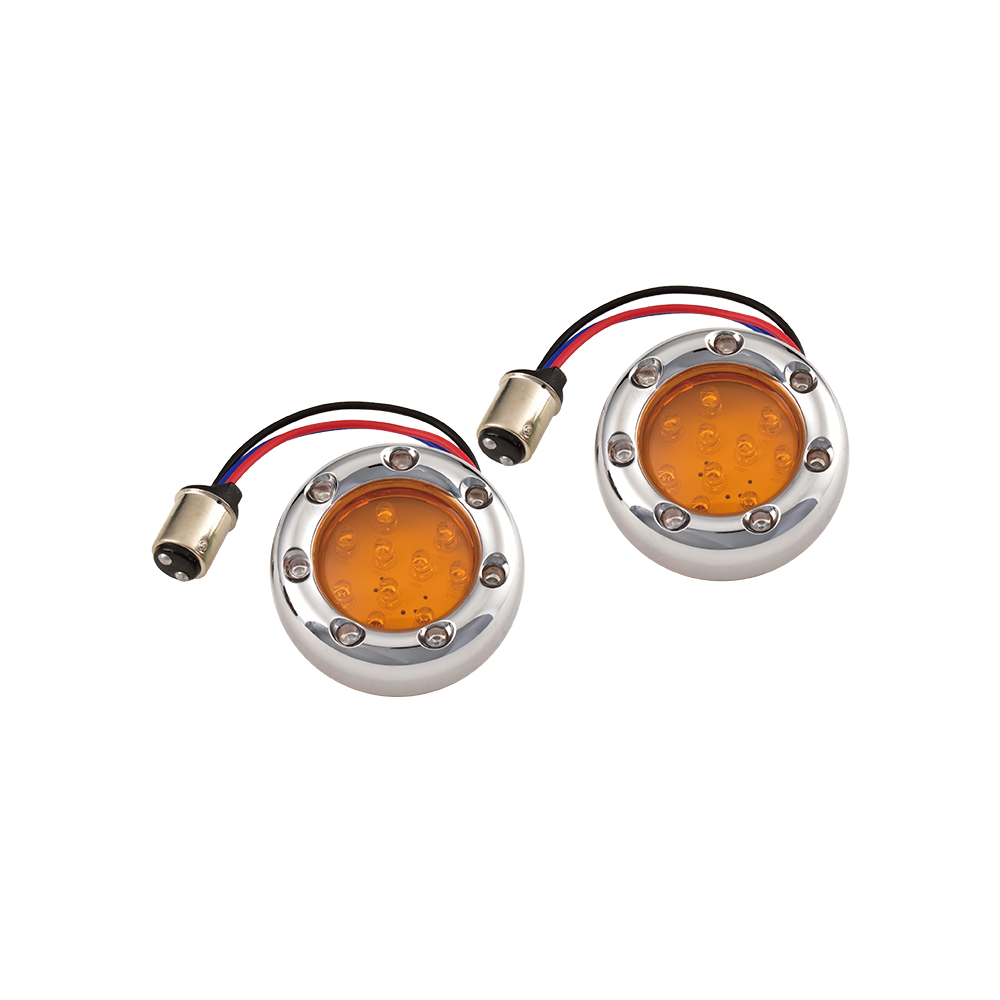 MotoTown LED 方向燈飾框，鍍鉻色，含琥珀色燈殼