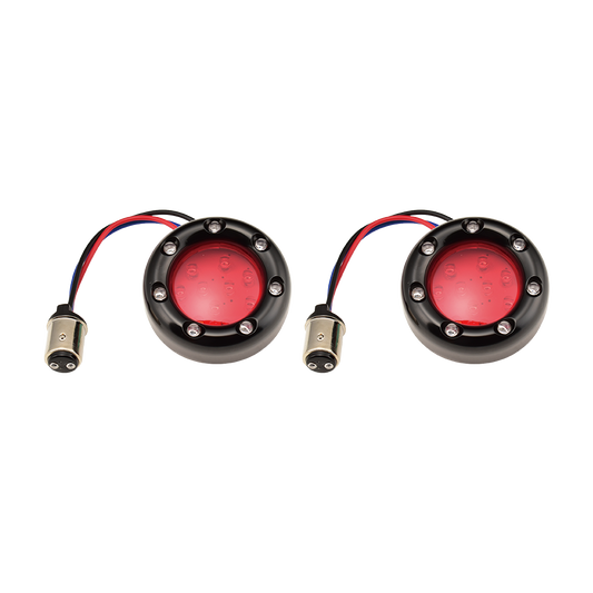 MotoTown LED Turn Signal Bezel, Black, With Red Lens - FG-090293