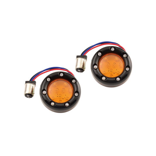 MotoTown LED Turn Signal Bezel, Black, With Amber Lens - FG-090294