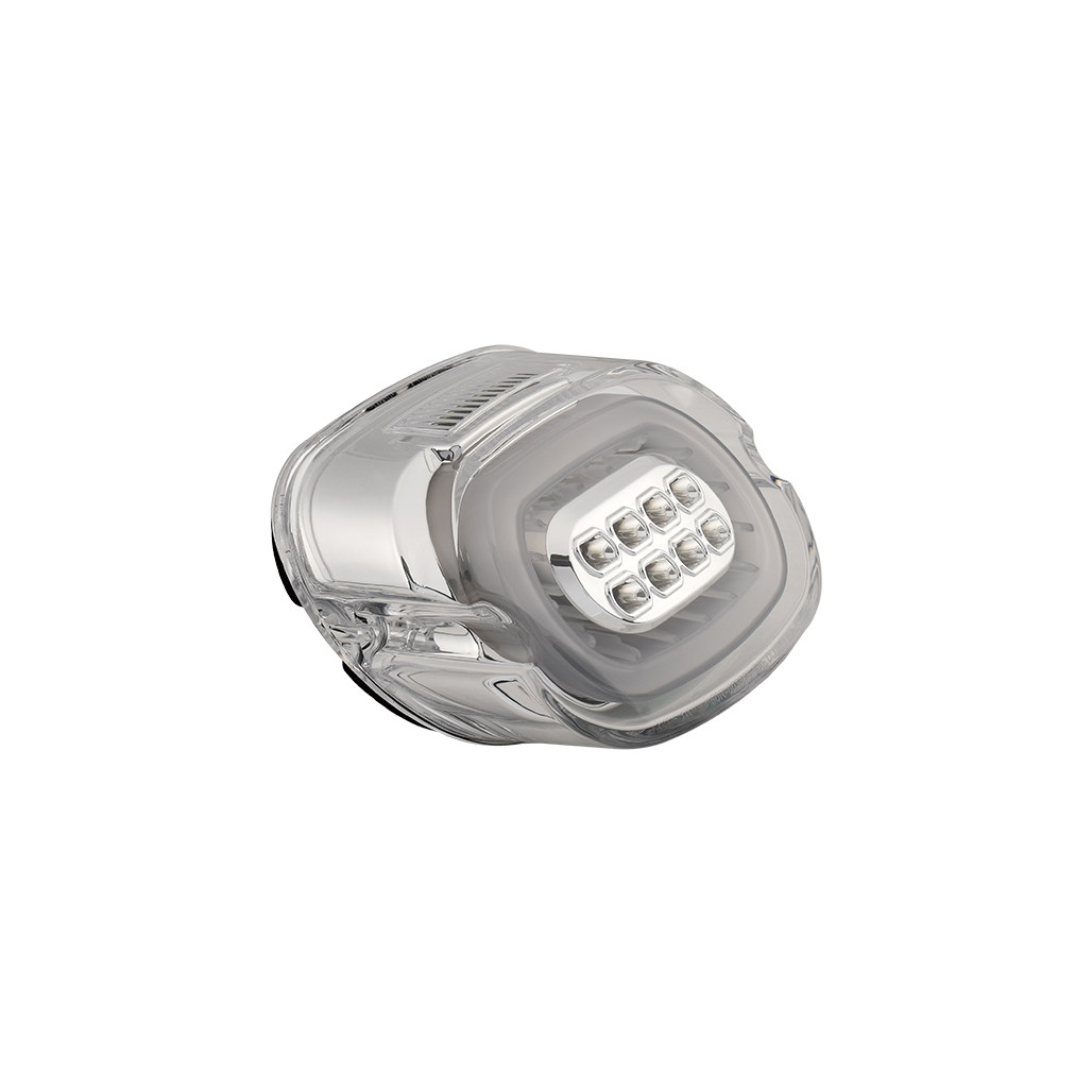 MotoTown All-鍍鉻色 Layback 尾燈總成含整合式 LED 方向燈，適用 1999-2013 FL / FX / XL