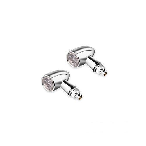 MotoTown Turn Signal, Rear, Mini Bullet, Smoke Lens, Chrome, M8, 3-1 Turn Signals, Taillight, Brake - Red / Orange