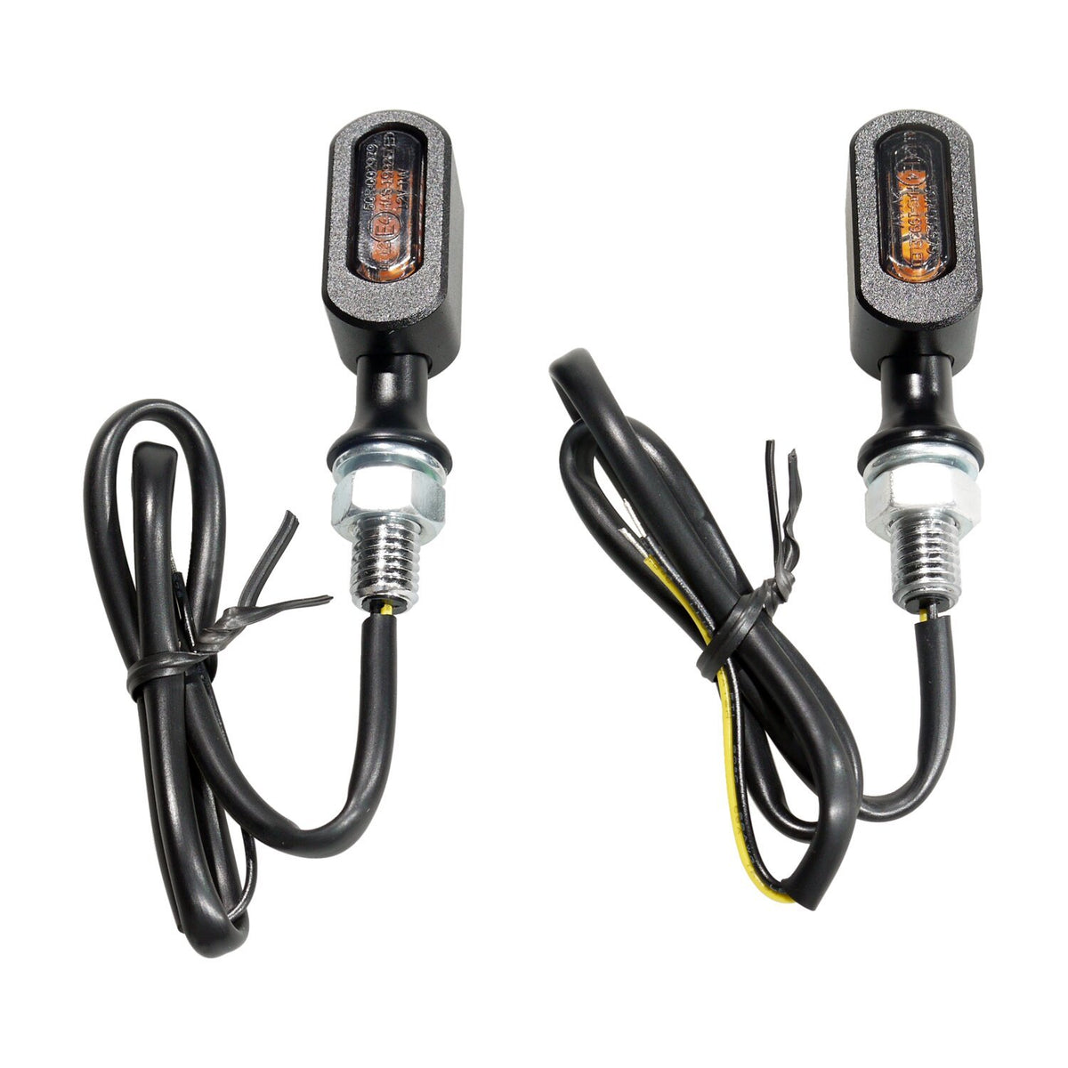 MotoTown Mini Block LED Turn Signal Pair - Black with Smoke Lenses