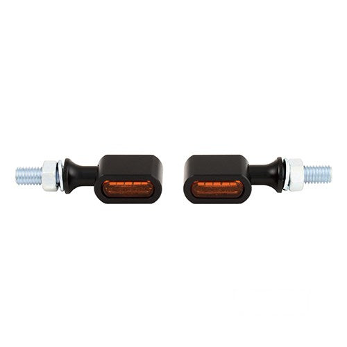 MotoTown 3-1 Taillamp & Turn Signal Pair, Rear, Black, Amber Lens - Red