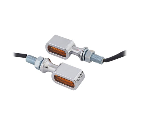 MotoTown LED Turn Signal Light, Rear, Chrome, Amber Lens - Red