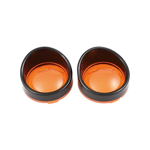 MotoTown Deuce Style Turn Signal Visor, Amber - Black for 2000-2017 Softail