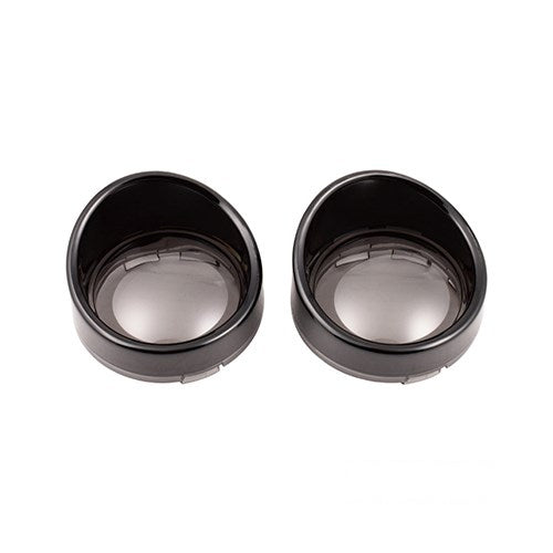 MotoTown Deuce Turn Signal Lens Pair with Black Visors - Smoke for 2000-2017 Softail