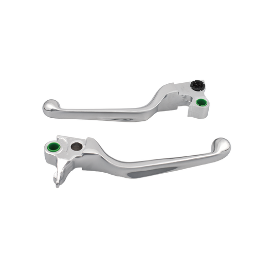 MotoTown Wide-Blade Smooth Brake and Clutch Lever Pair - Chrome - FG-100005
