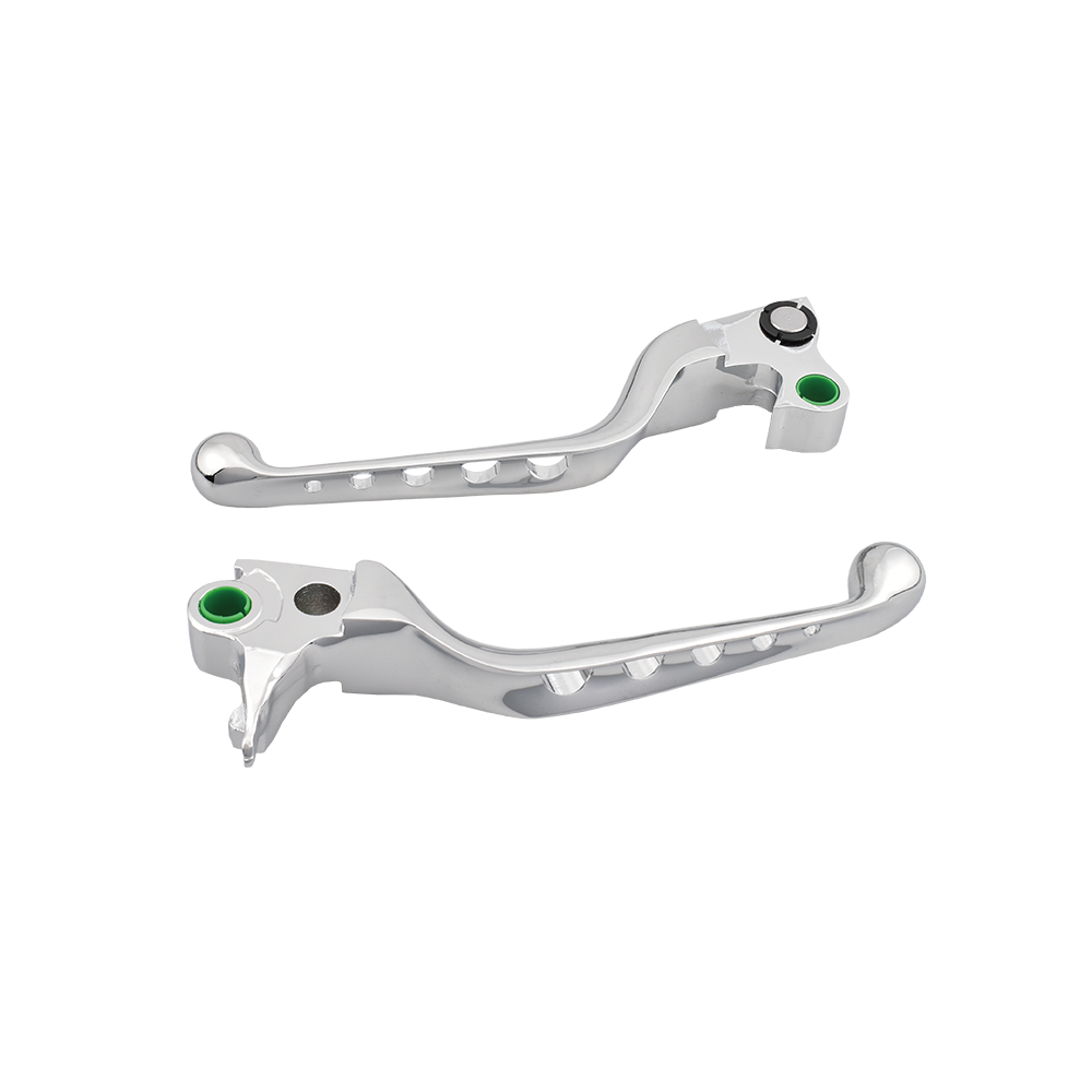 MotoTown 3-Slot Wide-Blade Brake and Clutch Lever Pair - Chrome - FG-100007