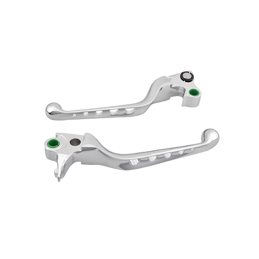 MotoTown 3-Slot Wide-Blade Brake and Clutch Lever Pair - Chrome - FG-100007
