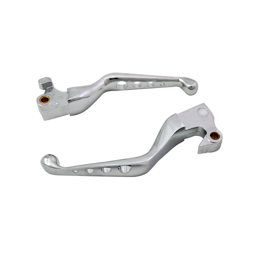 MotoTown Ergonomic Lever Pair, 4-Hole, Chrome for 2004-2013 Sportster XL - FG-100015