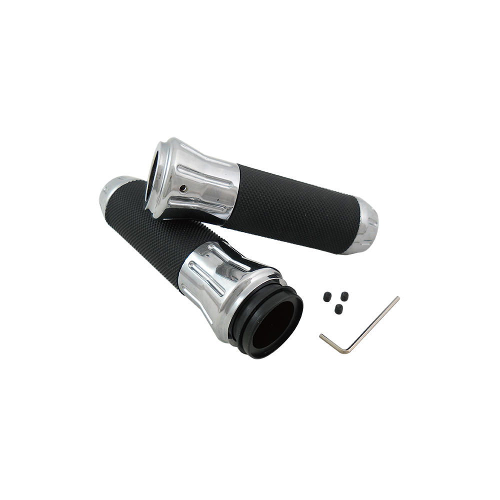 MotoTown Cobra Billet Grip Set for Electronic Throttle - Chrome - FG-100065