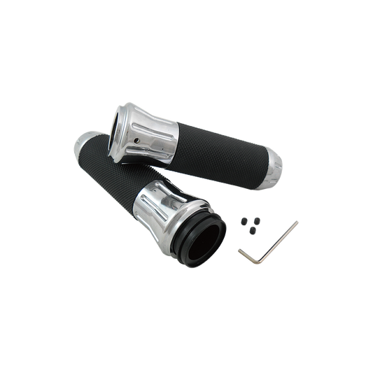 MotoTown Cobra Billet Grip Set for Electronic Throttle - Chrome - FG-100065