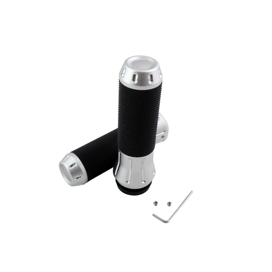 MotoTown Cobra Billet Grip Set for Electronic Throttle - Shot-Peened Chrome - FG-100066