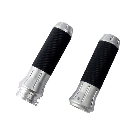 MotoTown Cobra Billet Grip Set for Cable Throttle - Shot-Peened Chrome - FG-100070