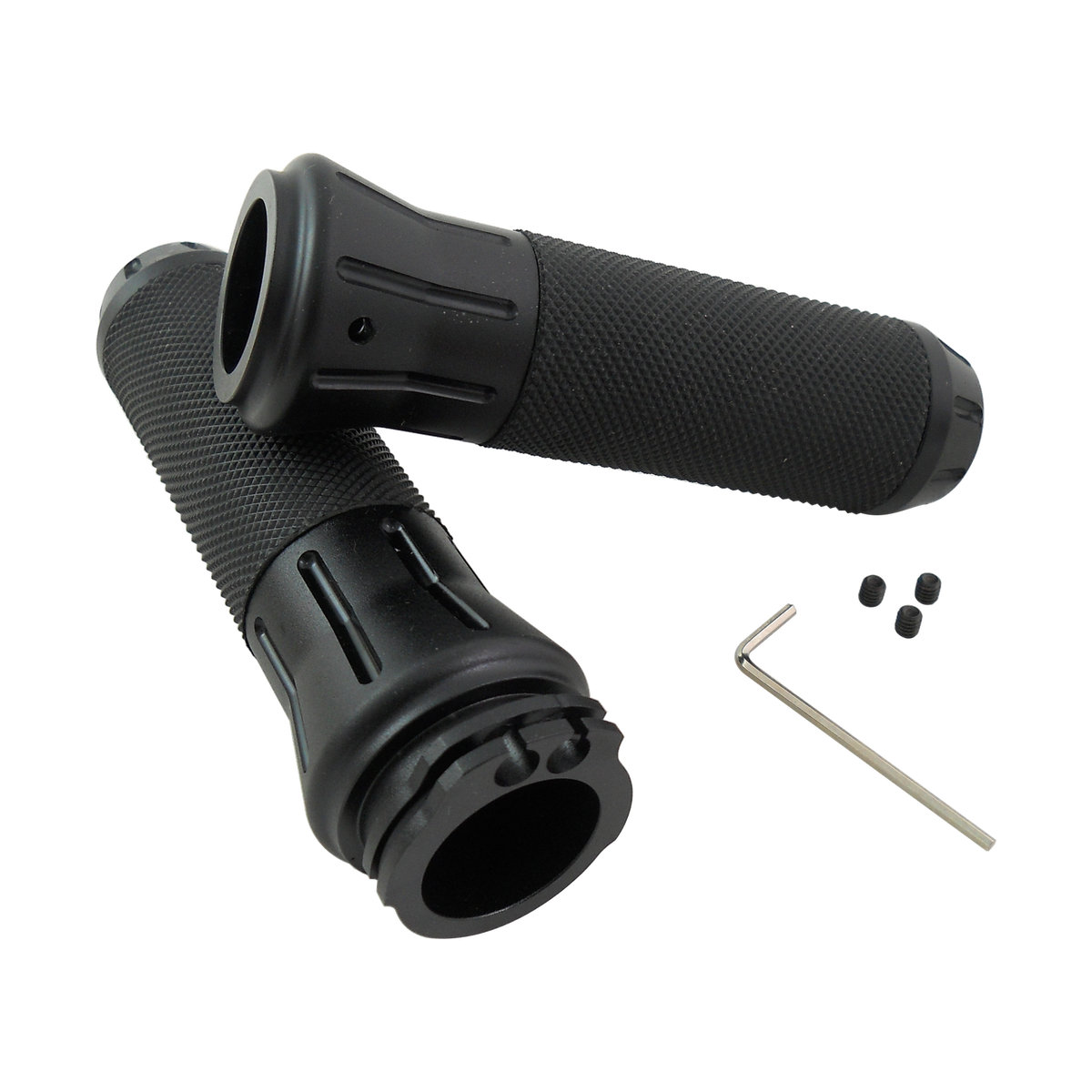 MotoTown Cobra Cable-Throttle Grip Pair - Stealth Black - Matte for 1996-2021 Sportster XL and 1996-2017 Dyna (FG-100072)