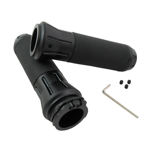MotoTown Cobra Cable-Throttle Grip Pair - Stealth Black - Matte for 1996-2021 Sportster XL and 1996-2017 Dyna (FG-100072)
