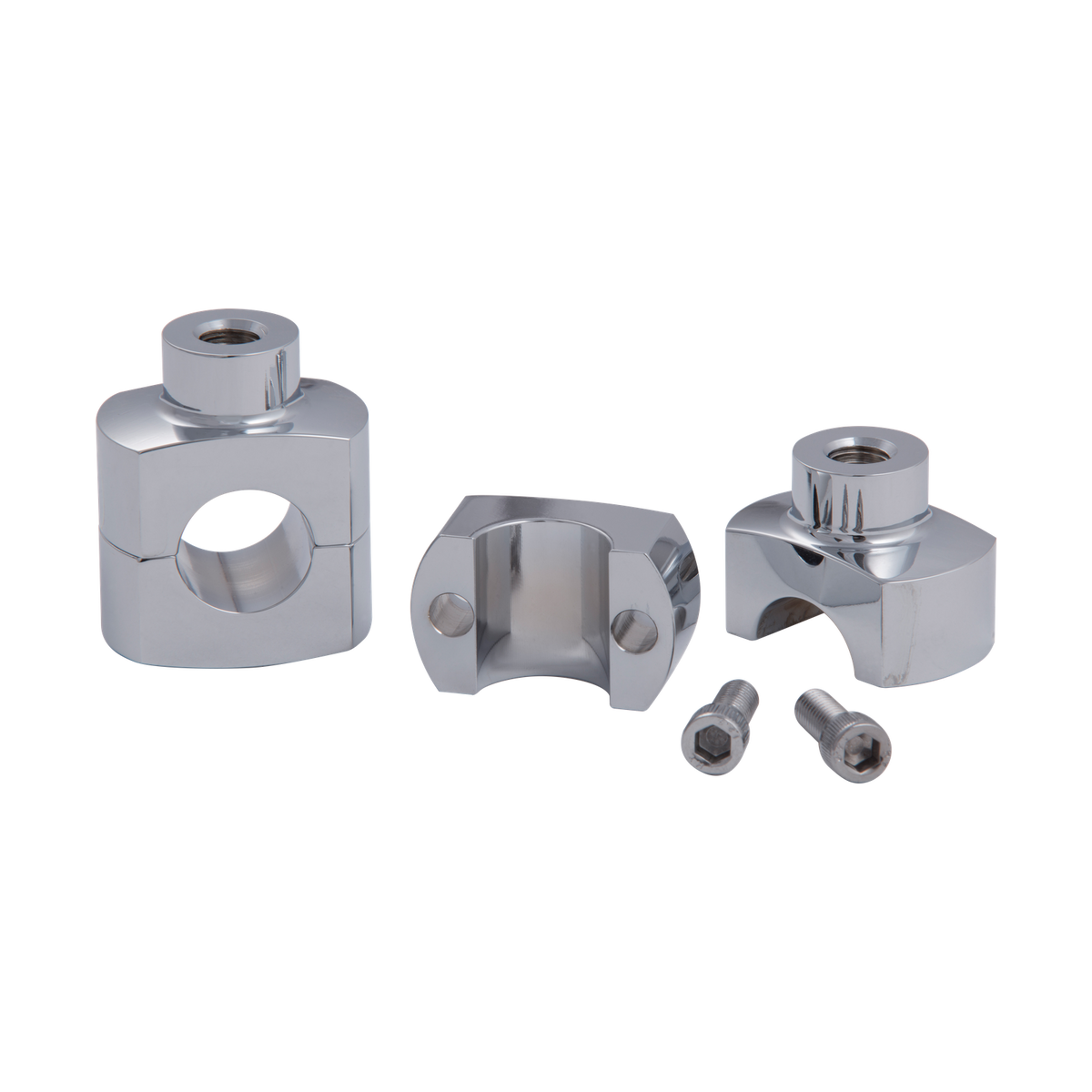 MotoTown 1 in. Machined-鋁合金短版把手增高座一對一對－鍍鉻色