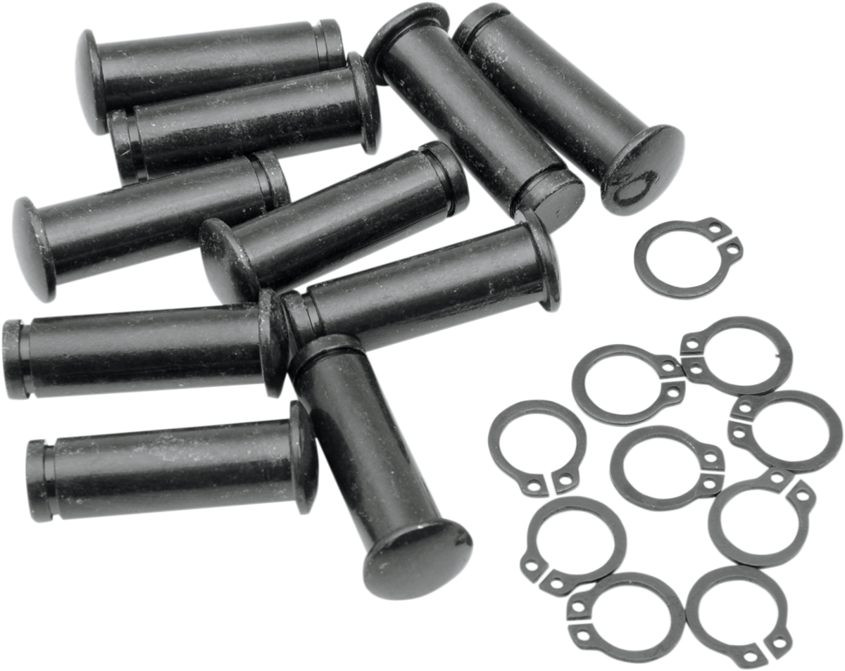 MotoTown 10-Pack Hand Lever Pivot Pin and Clip Kits - Polished Black