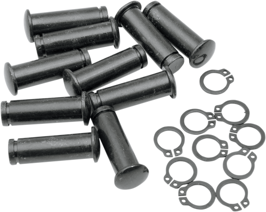 MotoTown 10-Pack Hand Lever Pivot Pin and Clip Kits - Polished Black