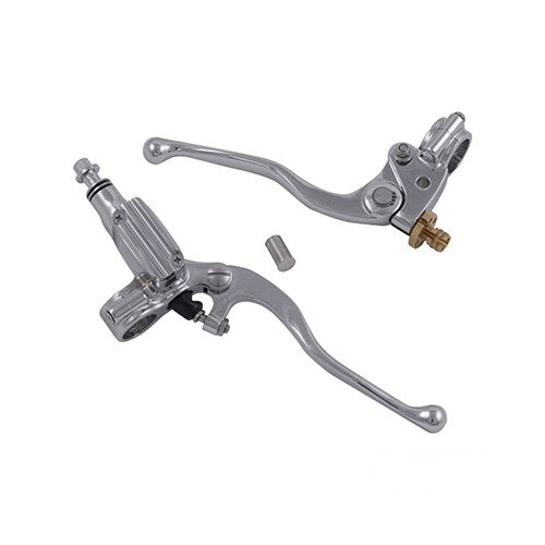 MotoTown Old-School Handlebar Control Kit - Chrome, 9/16 in. Brake / Cable Clutch
