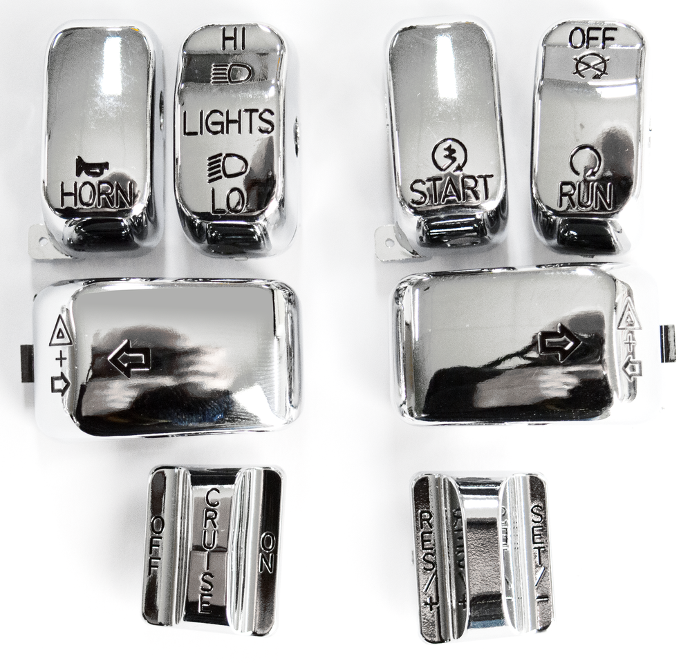 MotoTown 8-Piece Chrome Handlebar Switch Cap Set - 1996-2013 Models for 2002-2006 FLHR and 2002-2009 FLHRCI