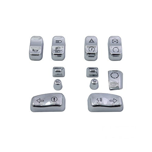MotoTown Handlebar Control 11-Piece True-Replica Switch Cap Kit - Chrome for 2014-2020 FLT