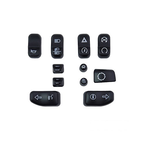 MotoTown Handlebar Control 11-Piece True-Replica Switch Cap Kit - Black for 2014-2020 FLT