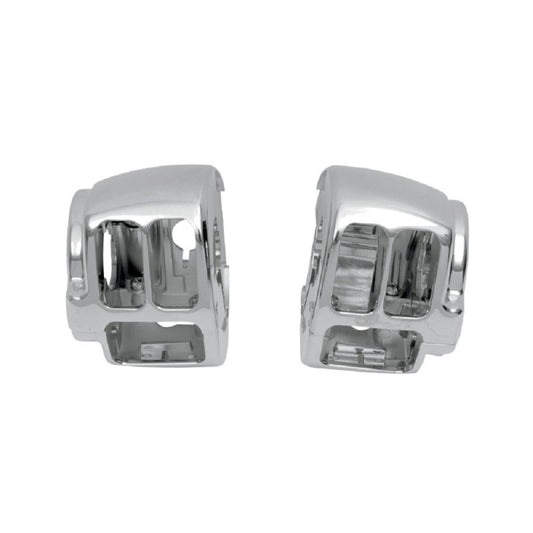 MotoTown 4-Piece 6-Switch Handlebar Control Housing Kit - Chrome, OEM 71826-11 - FG-100156