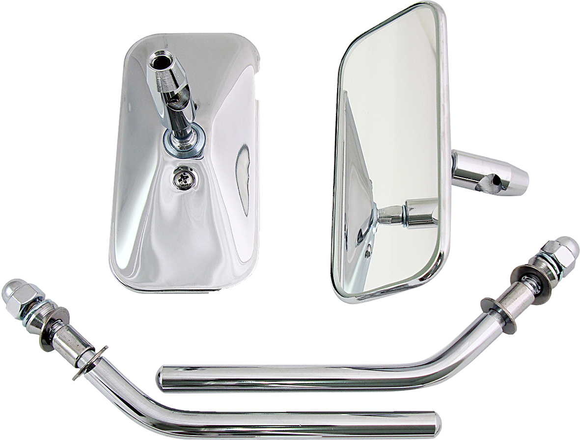 MotoTown Mirror, Rectangular, Steel, Chrome for 1982+ Harley-Davidson - FG-100177
