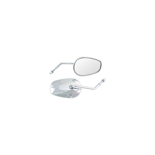 MotoTown Rectangular Diamond-Back Mirror Pair with 3 in. Stems - Chrome (FG-100181)