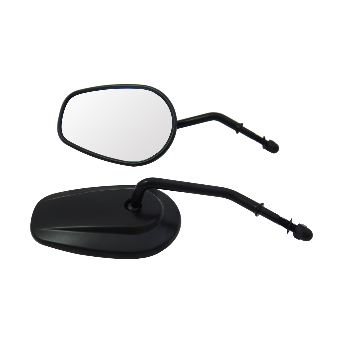MotoTown Tapered Short-Stem Mirror Pair - Black for 1982-2021 Dyna, Softail, Sportster & Touring (FG-100185)