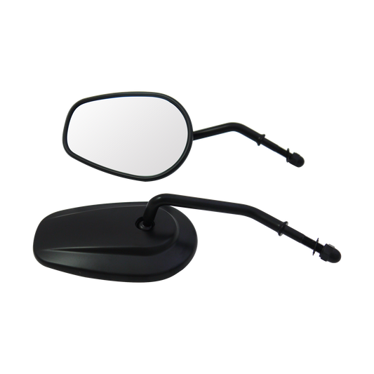 MotoTown Tapered Short-Stem Mirror Pair - Black for 1982-2021 Dyna, Softail, Sportster & Touring (FG-100185)