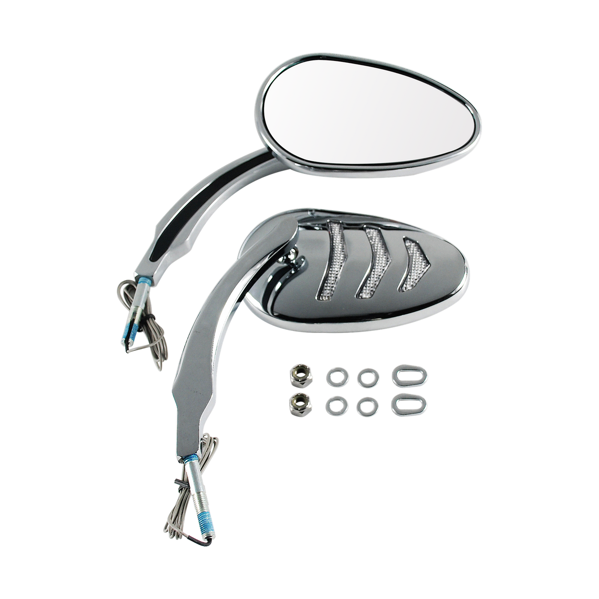 MotoTown 3-Light Billet LED Turn-Signal Mirror Pair - Chrome (FG-100189)