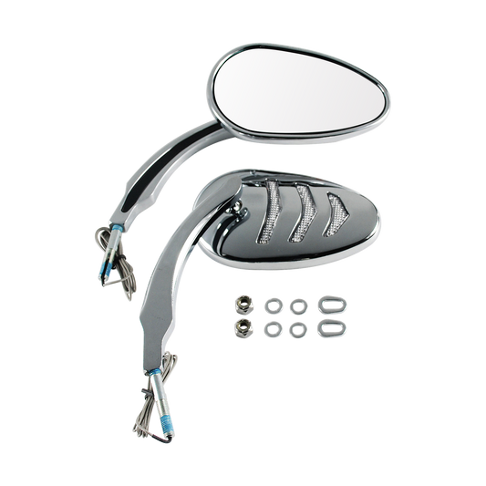 MotoTown 3-Light Billet LED Turn-Signal Mirror Pair - Chrome (FG-100189)