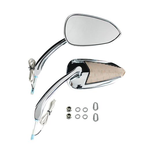 MotoTown Fury LED Turn-Signal and Running-Light Mirror Pair - Chrome (FG-100191)