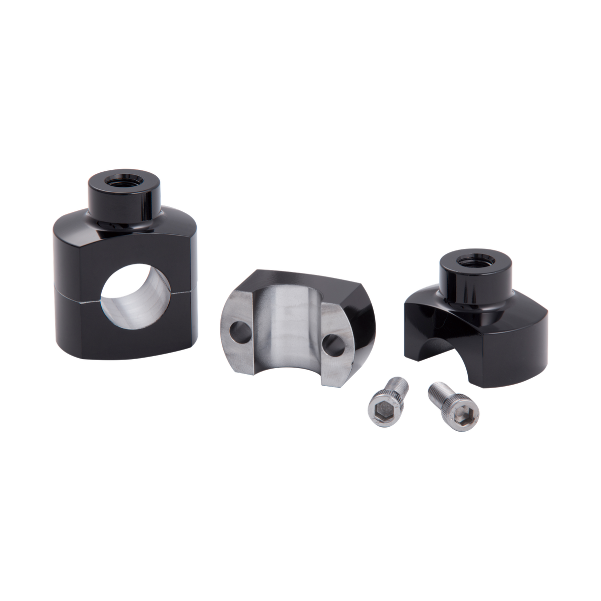 MotoTown 1 in. Machined-Aluminum Shorty Riser Pair - Gloss Black (FG-100240)