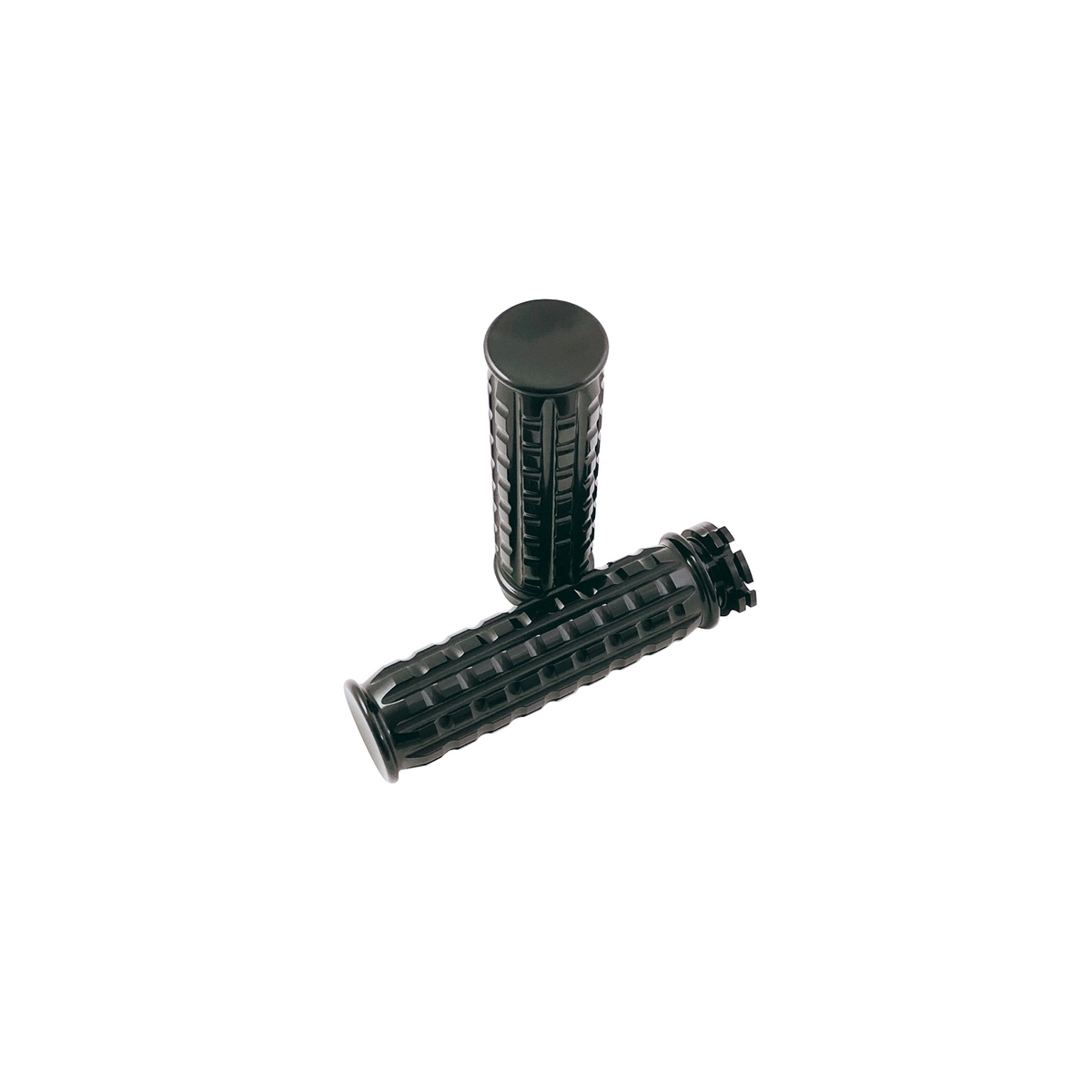 MotoTown Grained Billet-Aluminum Cable-Throttle Grip Pair - Black for 1 in. Cable-Throttle Handlebars (FG-100250)
